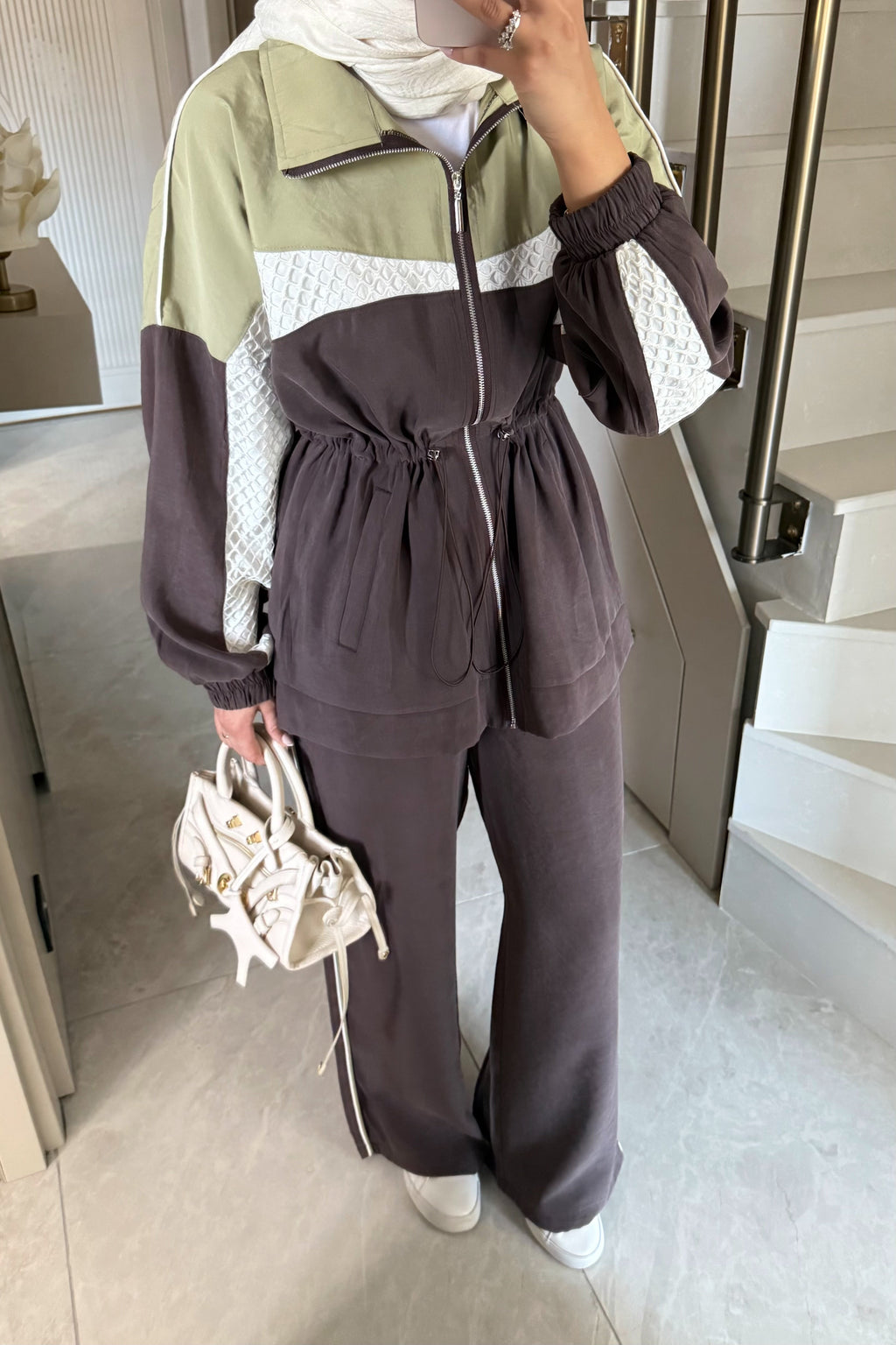 Color-Block Sport Set - Brown