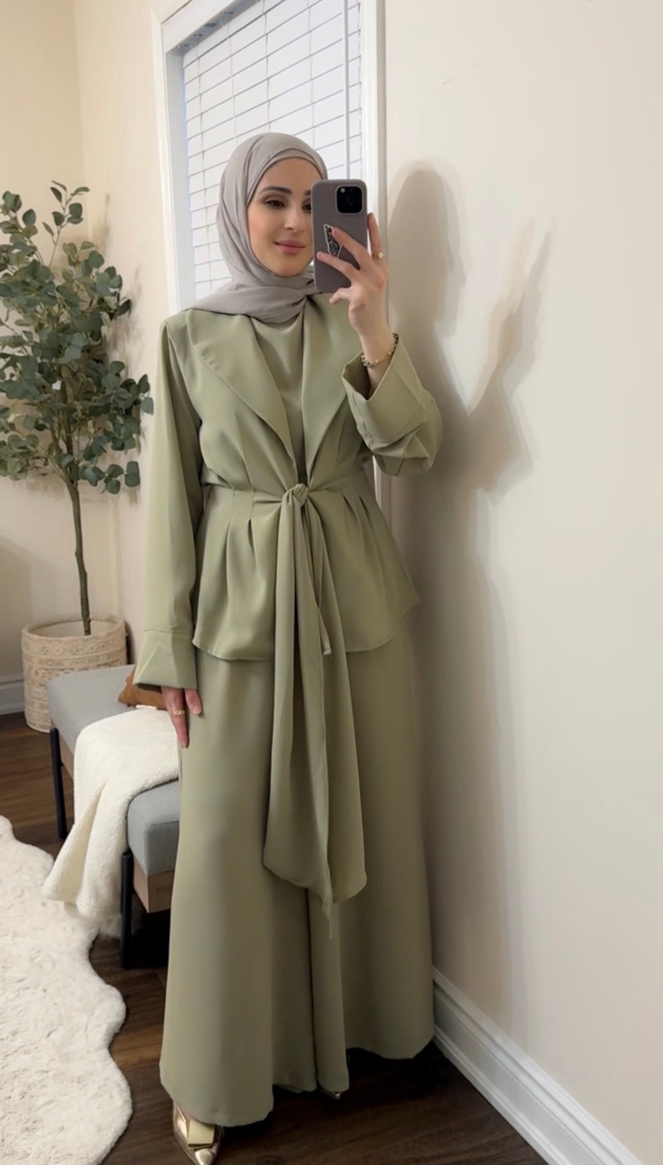 Safiya Tailored 3-Piece Set - Sage Green