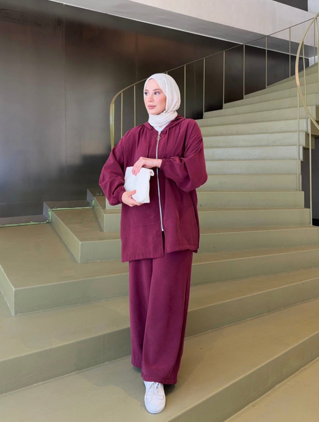 Casual Comfort Wide-Leg Set - Maroon