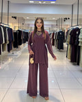 Soft Oysho Gathered Tunic & Pant Set - Plum