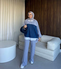 The Denim-Fusion Oversized Set - Grey