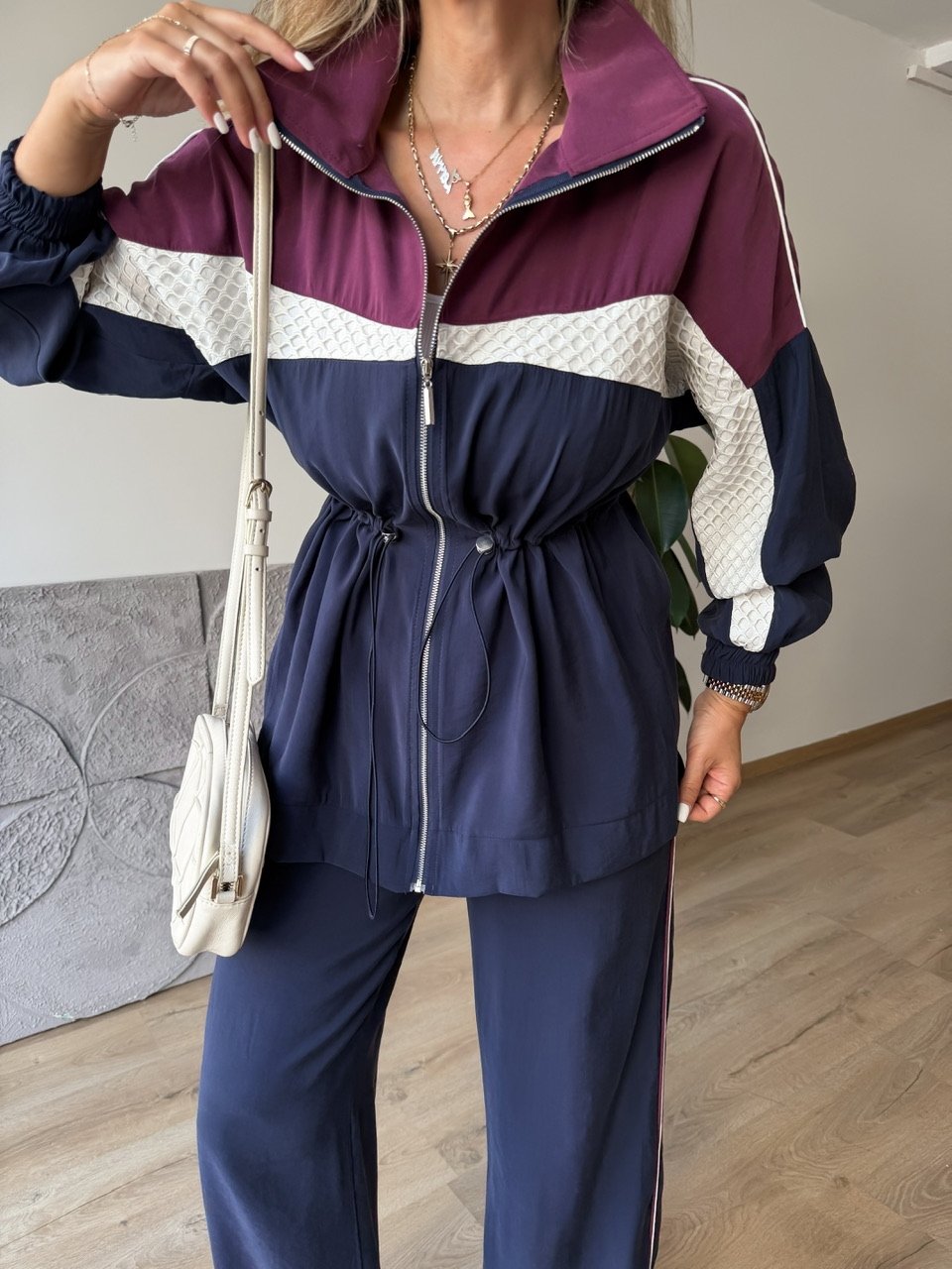 Color-Block Sport Set - Navy Blue