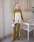 Olive & Cream Two-Tone Knit Set