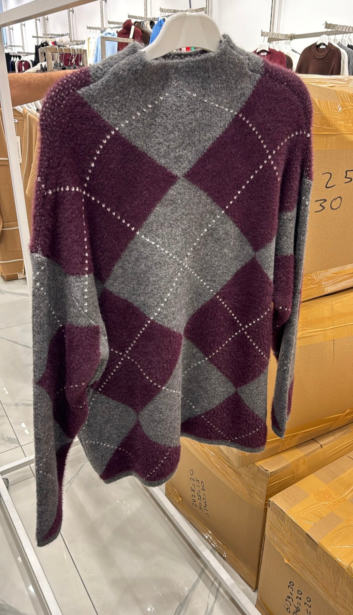 Patterned Sweatshirt - Eggplant