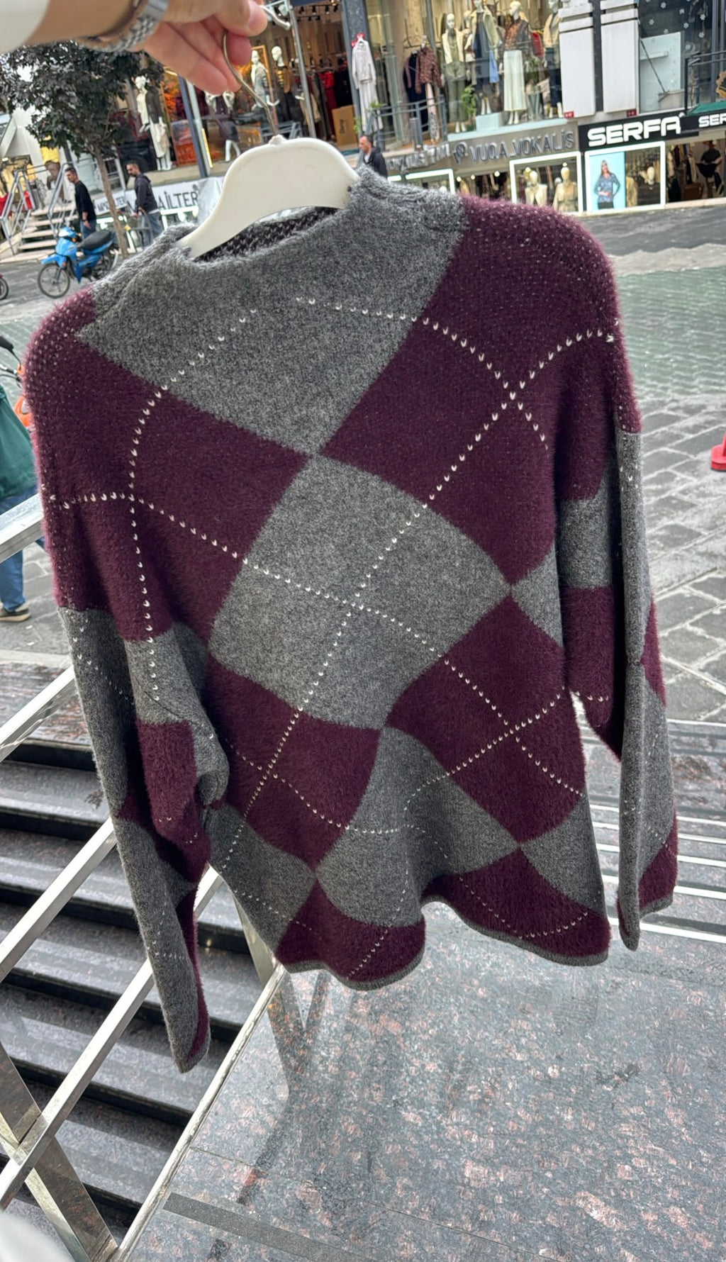 Patterned Sweatshirt - Eggplant