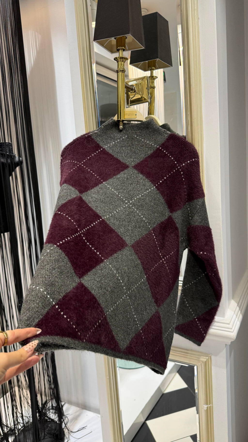 Patterned Sweatshirt - Eggplant
