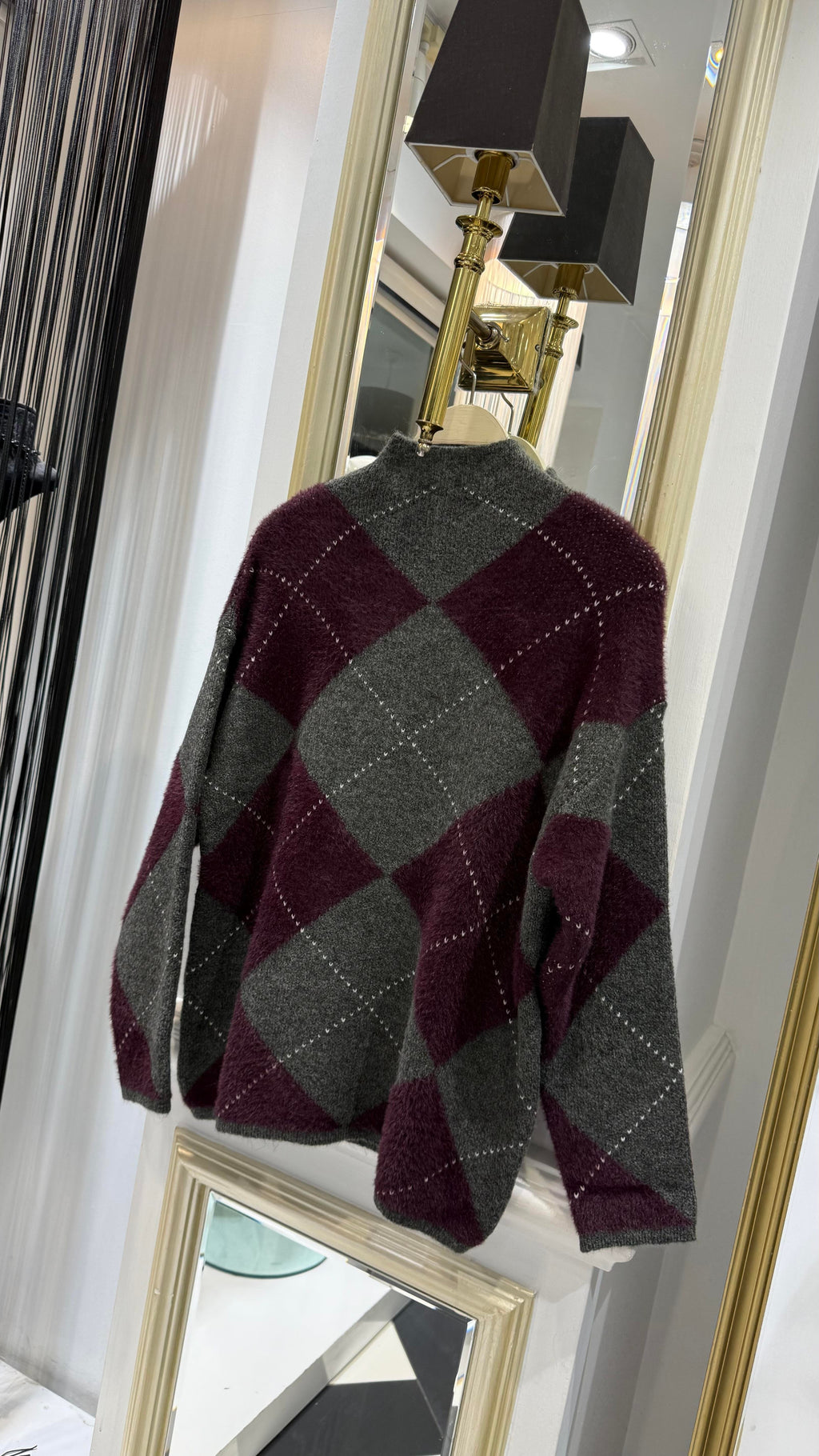 Patterned Sweatshirt - Eggplant