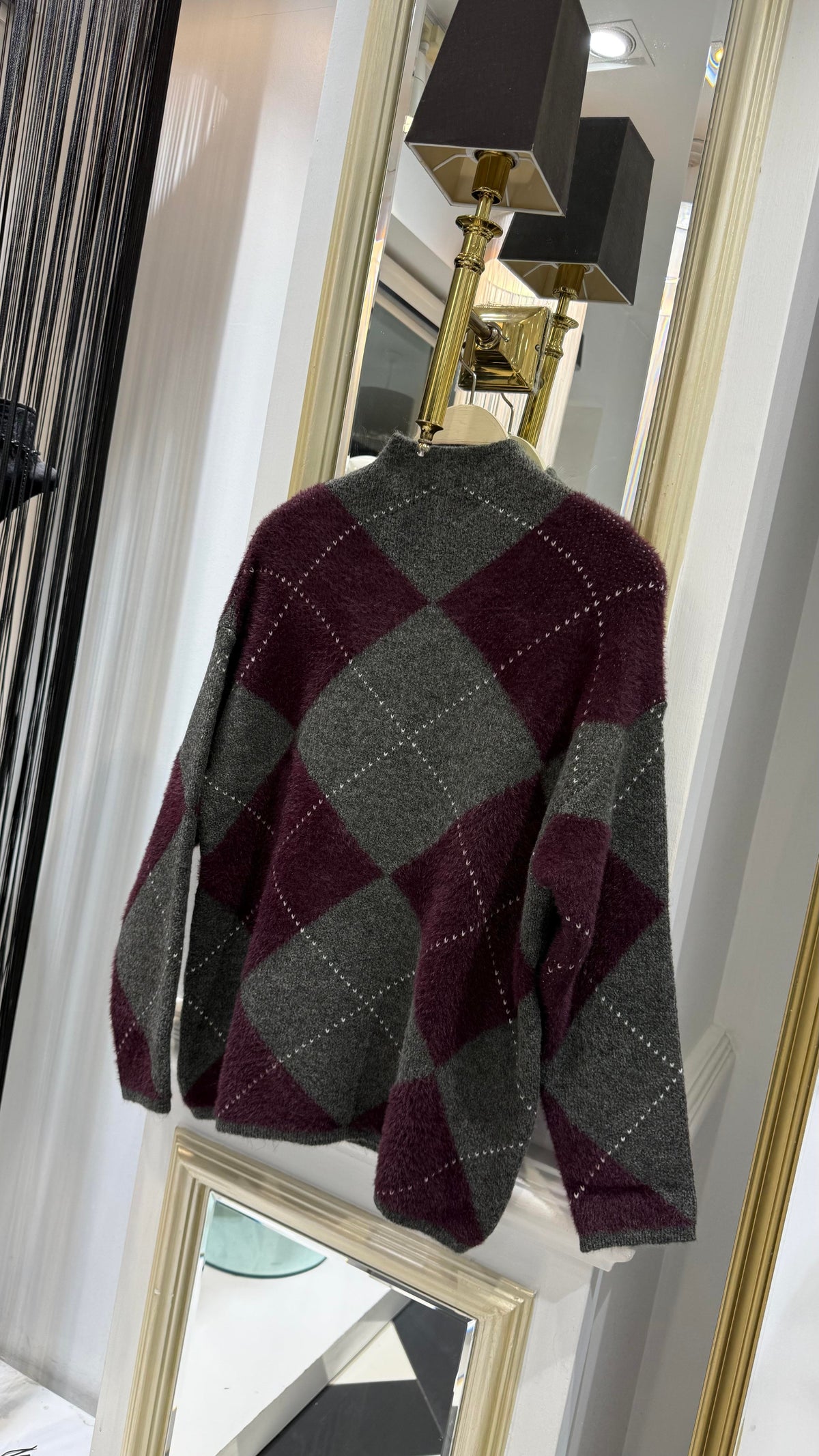 Patterned Sweatshirt - Eggplant