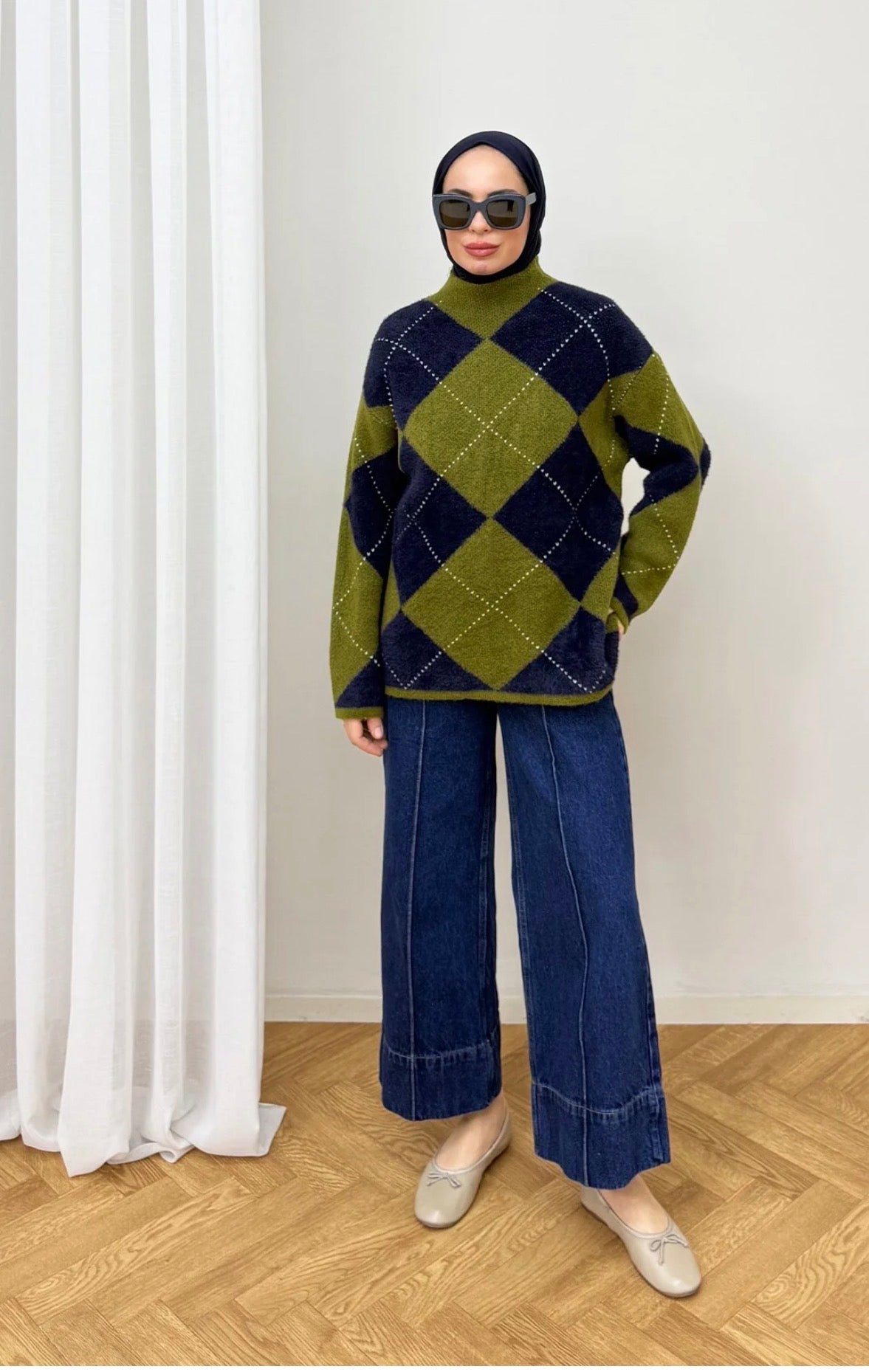 Patterned Sweatshirt - Navy Blue