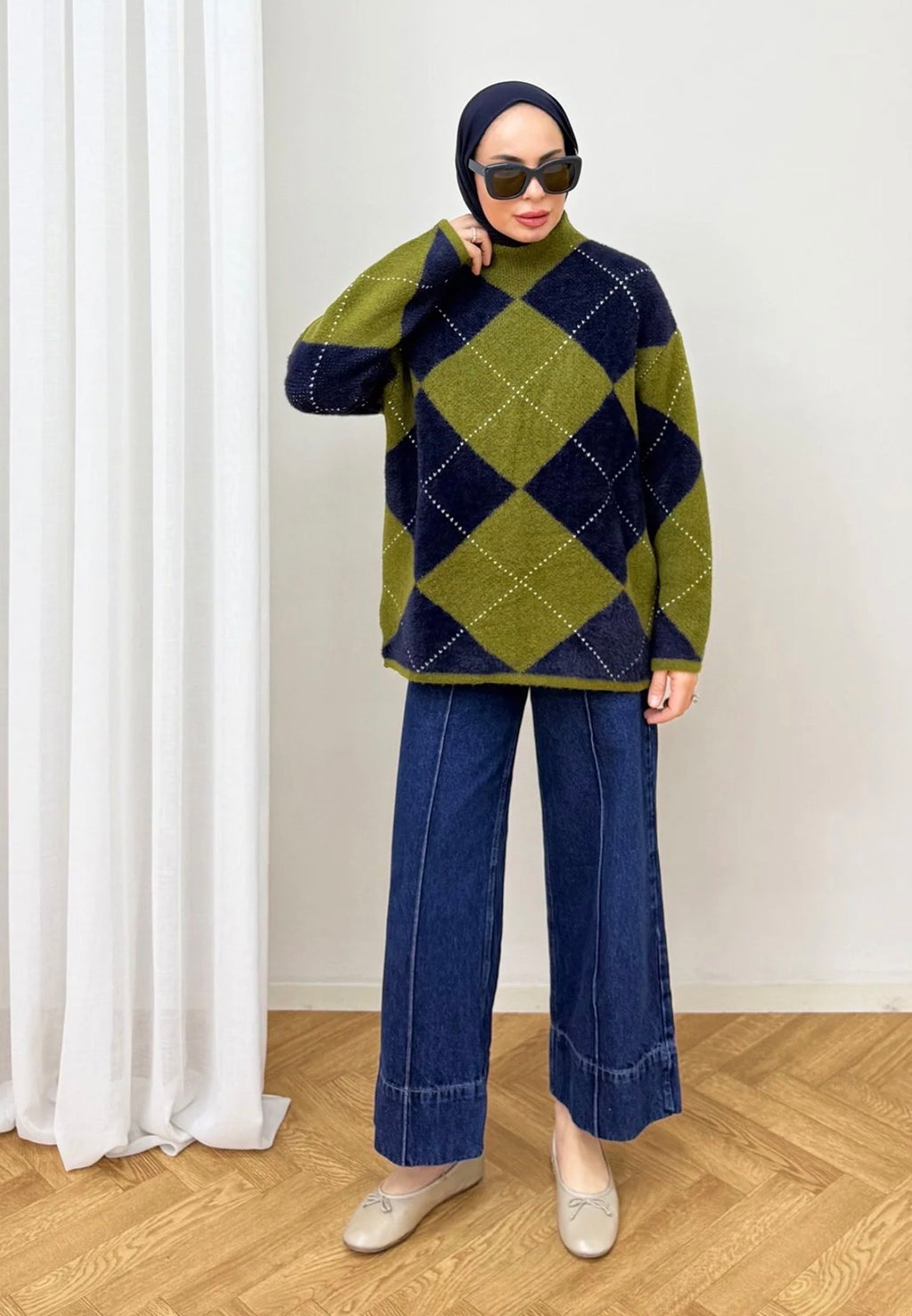 Patterned Sweatshirt - Navy Blue