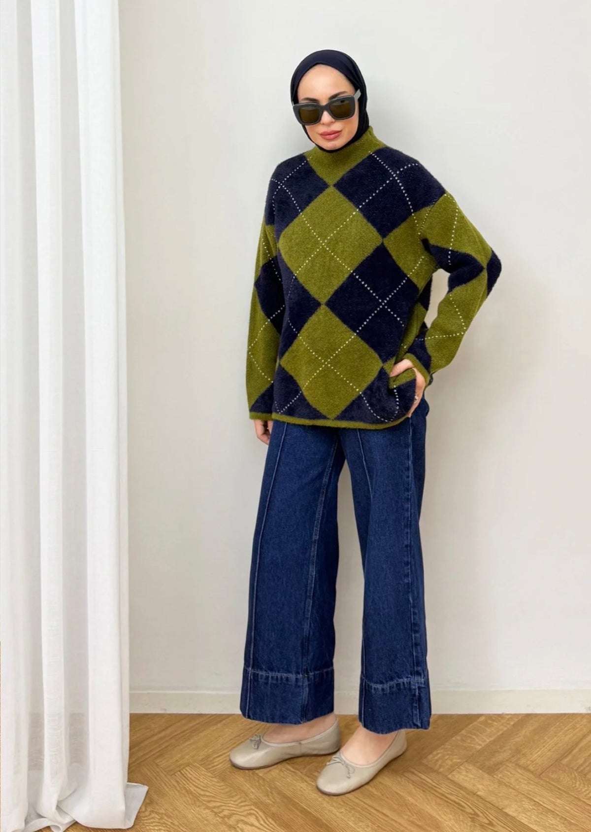 Patterned Sweatshirt - Navy Blue