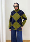Patterned Sweatshirt - Navy Blue