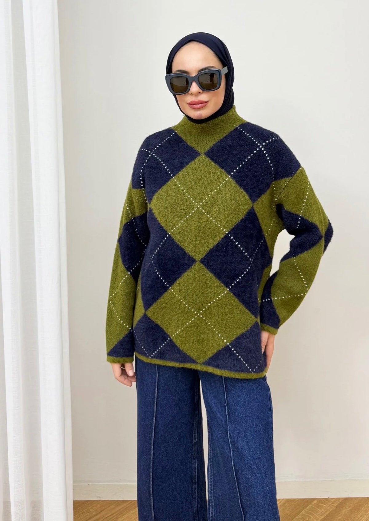 Patterned Sweatshirt - Navy Blue