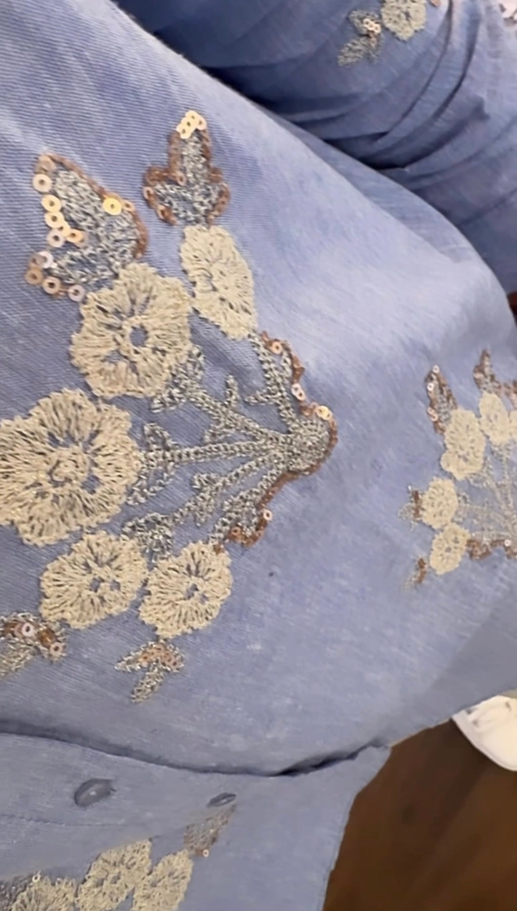 Blue Buttoned Shirt with Embroidry front & Back image 10