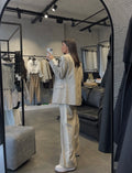 2 -PIECE BEIGE STRIP DETAILED JACKET SET image 0
