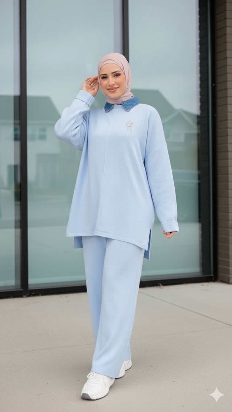 Two-Piece Soft Knit Set – Sky Blue image 1