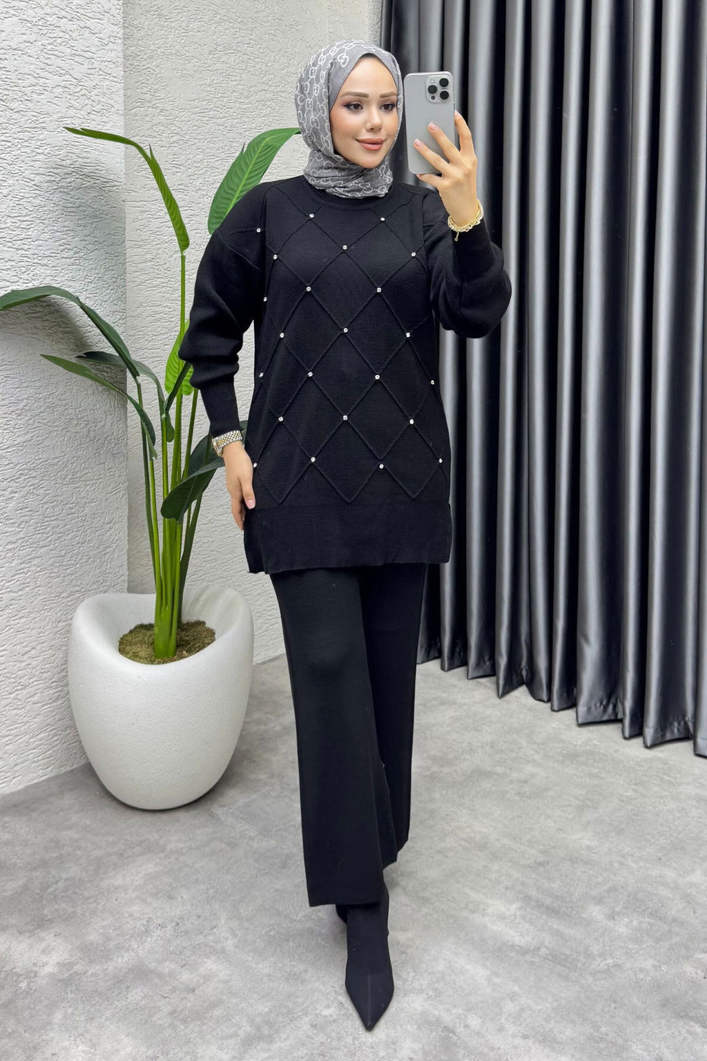 Diamond Knitted Triko Set - Black 🖤 image 9