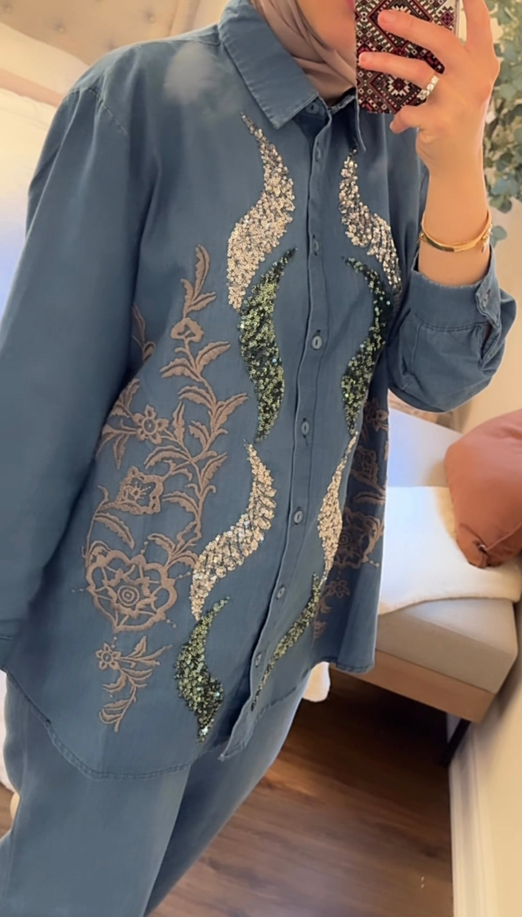 Light Tencel Embroidered New Set - 2 Pieces image 5