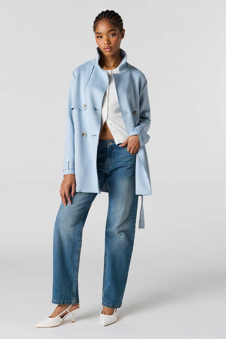 Faux Suede Midi Trench Coat image 0