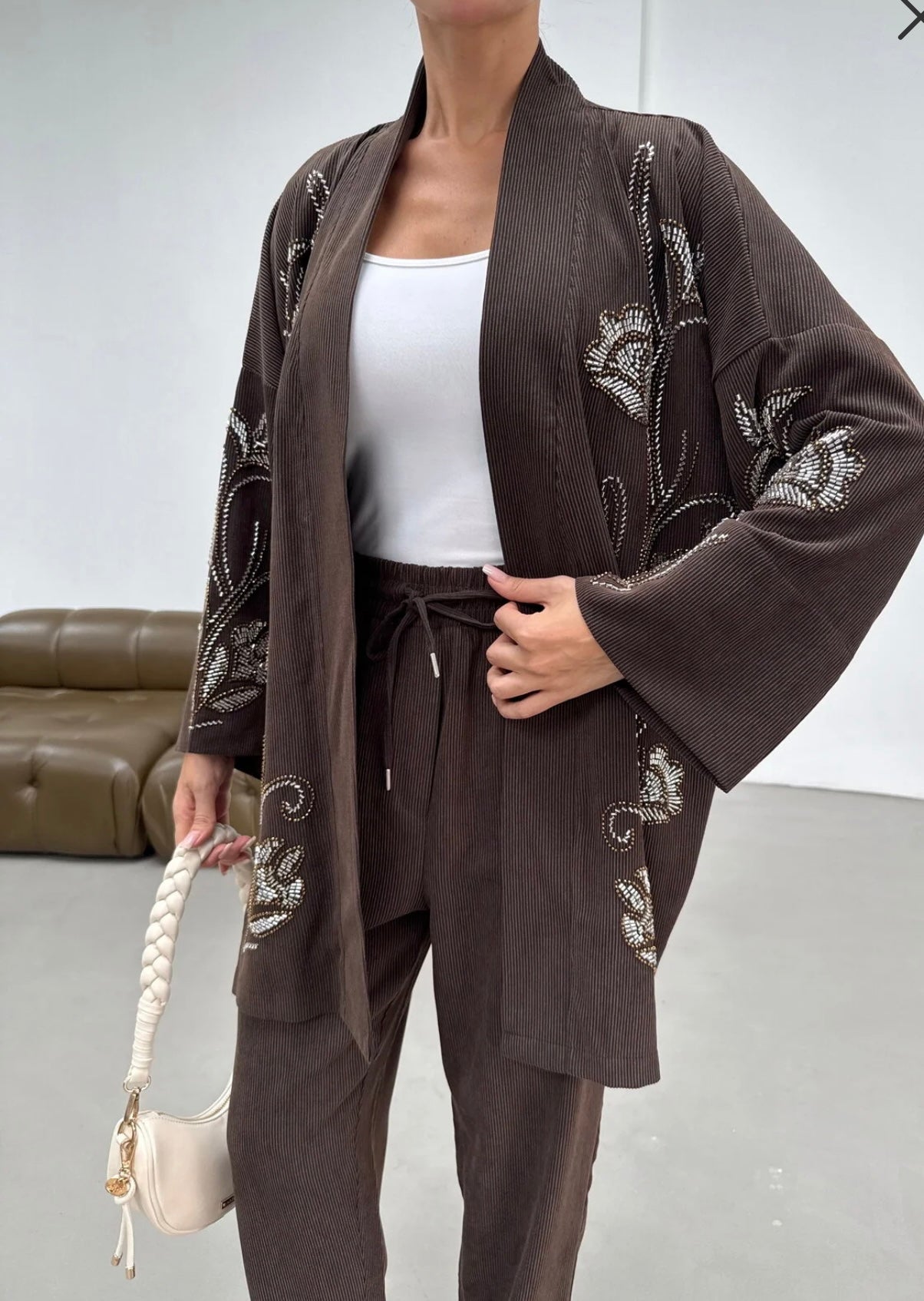 Deep Mocha Brown Elegance Embellished Set image 2