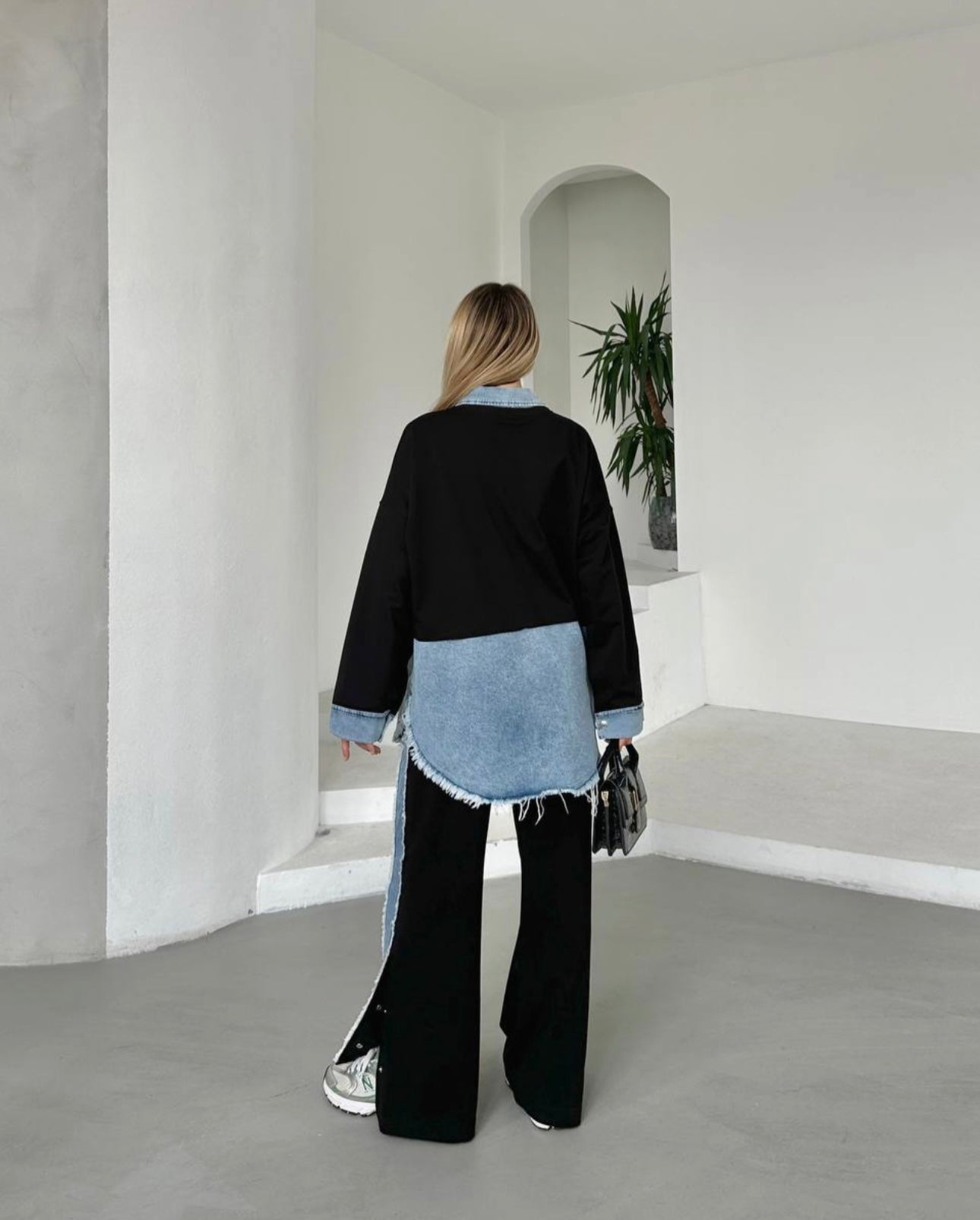 Denim Contrast Two-Piece Set image 1