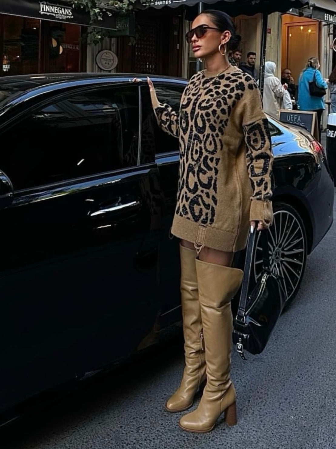 Leopard Patterned Ripped Detailed Sweater  image 2