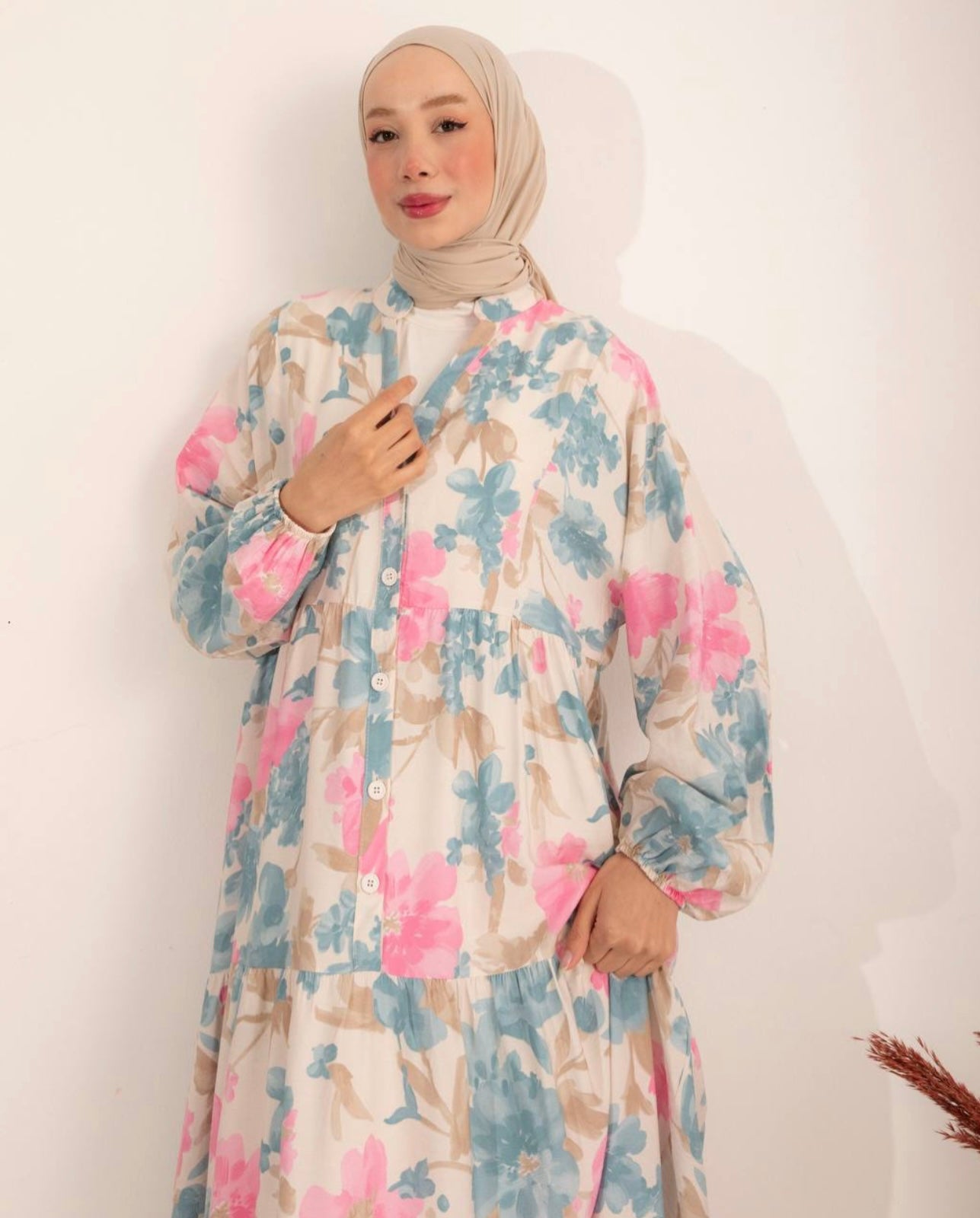 Rosaline Blue/Pink Summer Dress image 3