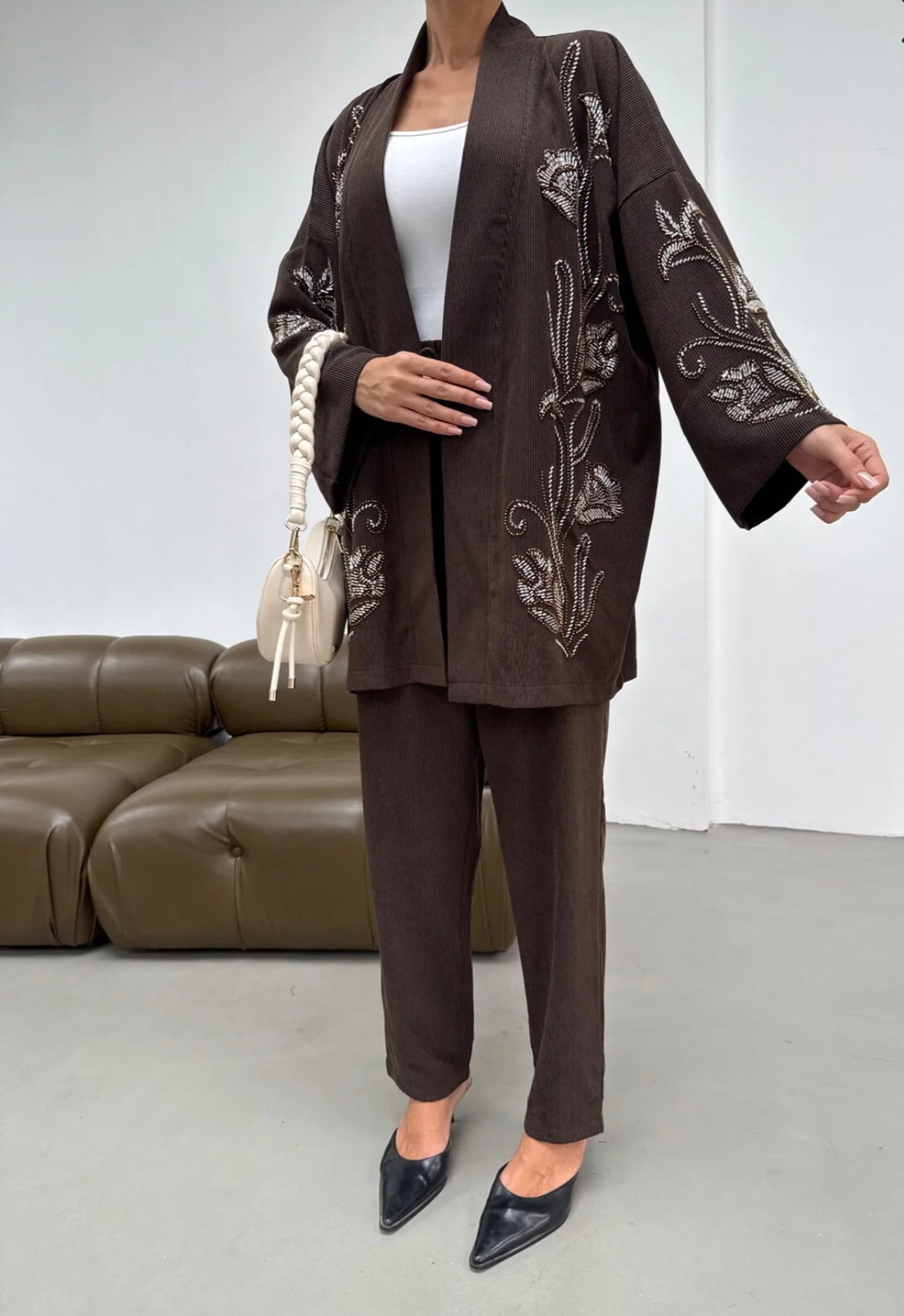 Deep Mocha Brown Elegance Embellished Set image 6