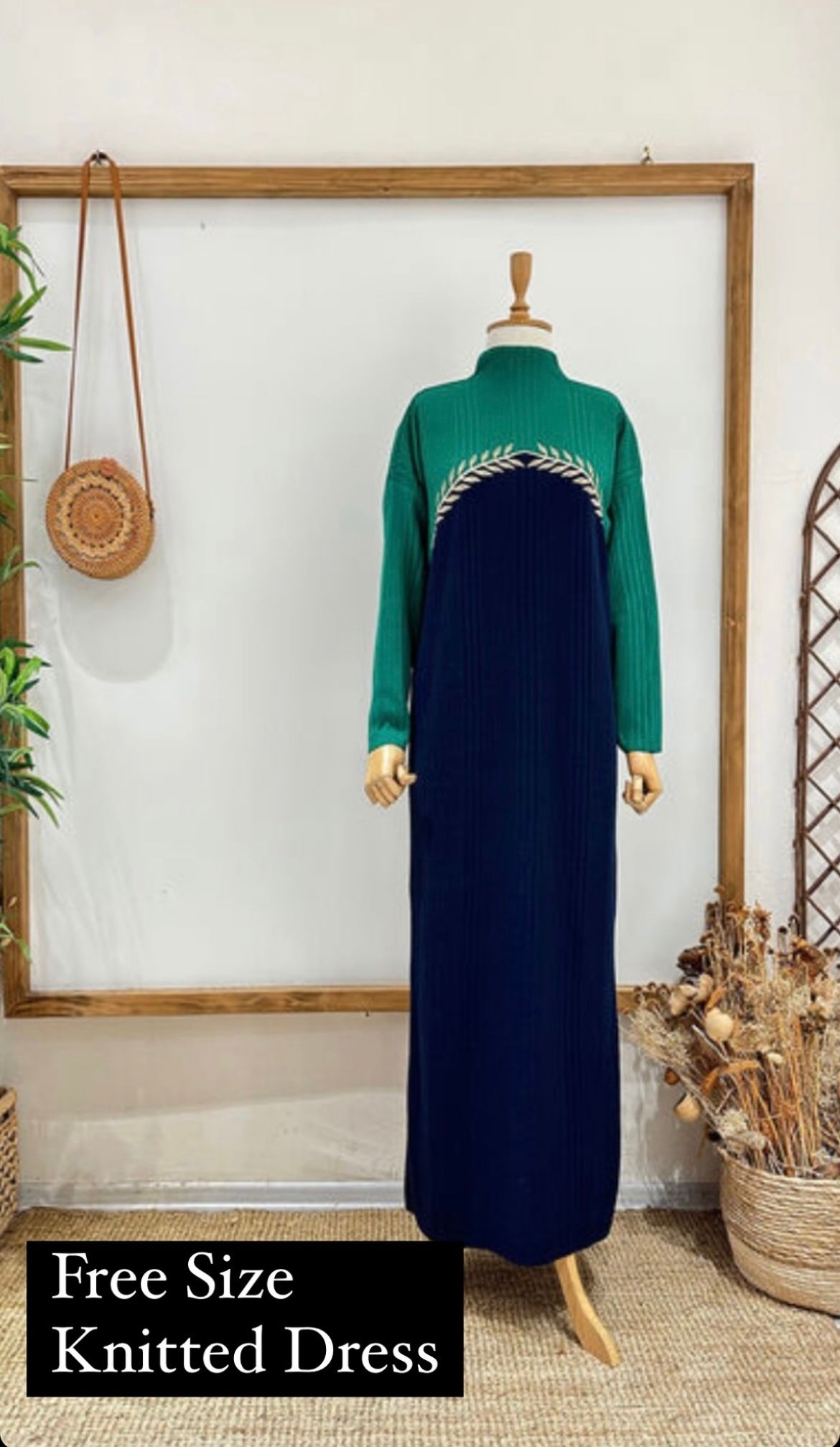 Embroidered Half Turtleneck Knitwear dress image 4