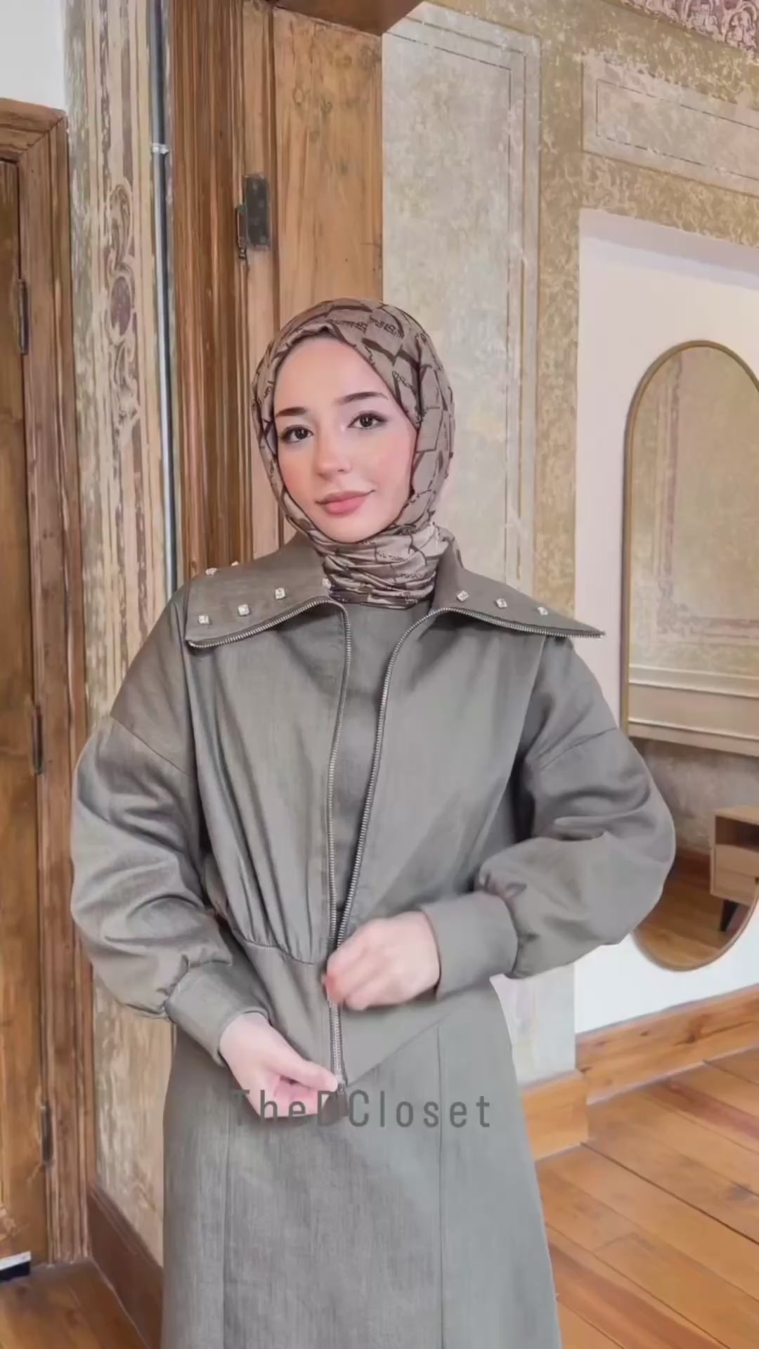 Layla Denim Dress Set - Olive Green