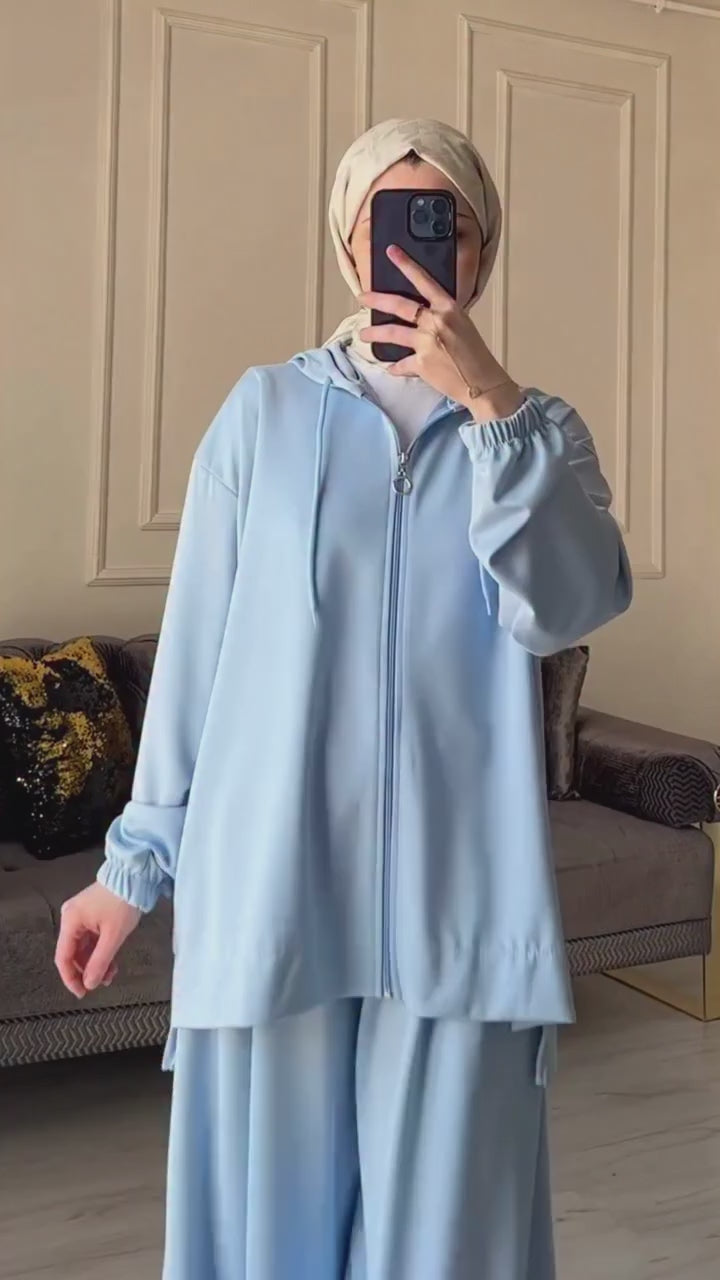 Basic Blue Hooded Co-Ord Set